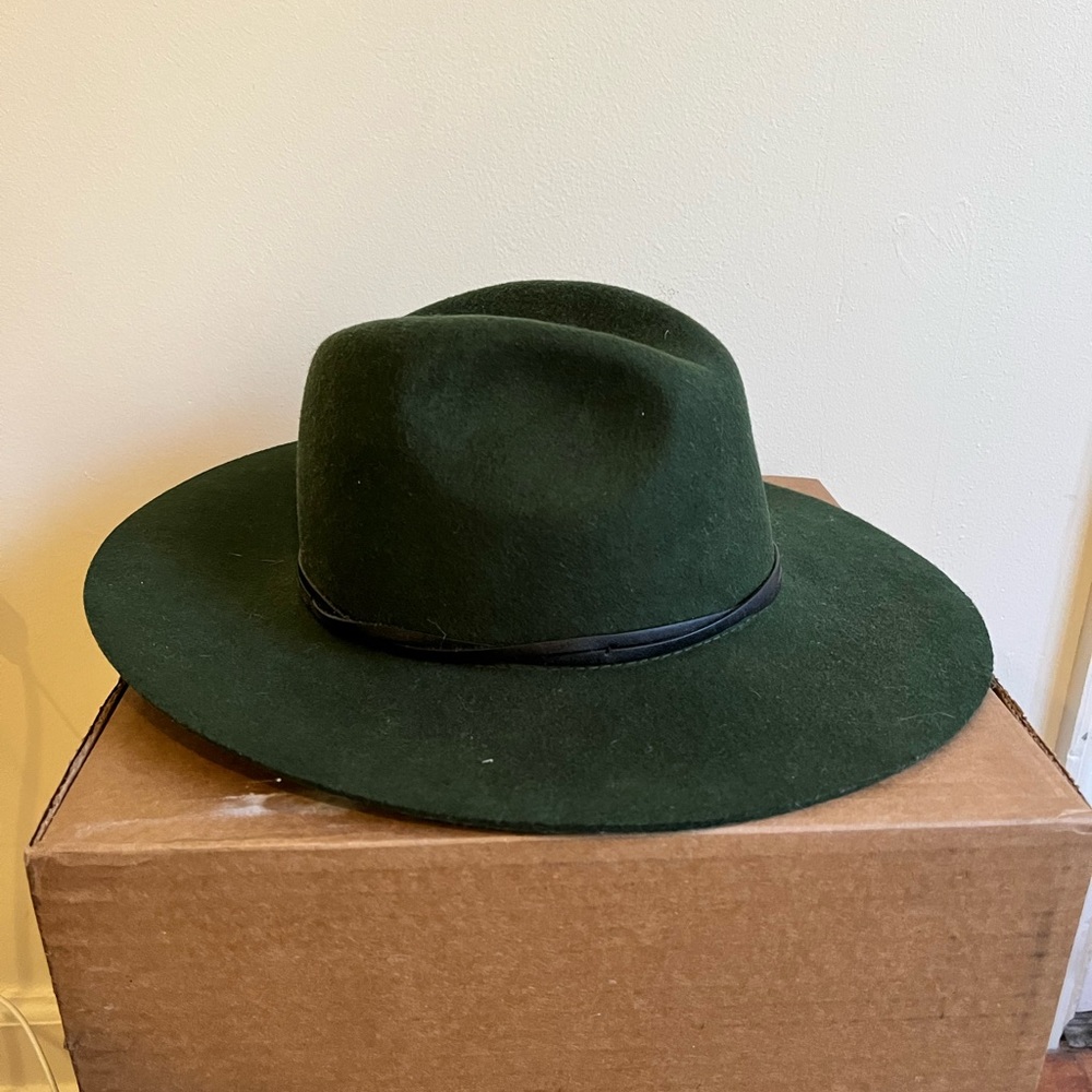 Forest green flatbrim hat